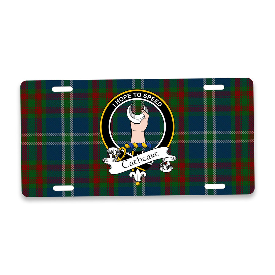 Cathcart Scottish Clan Crest Auto License Plate – Black Crest Design