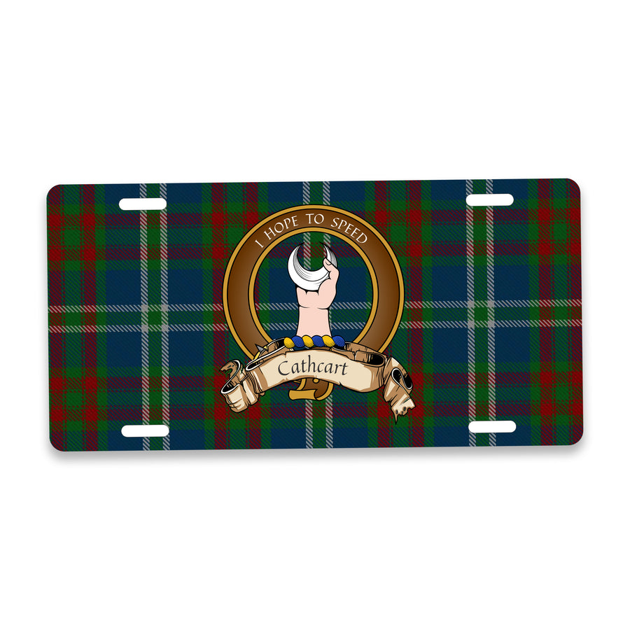 Cathcart Scottish Clan Crest Auto License Plate – Brown Crest Design