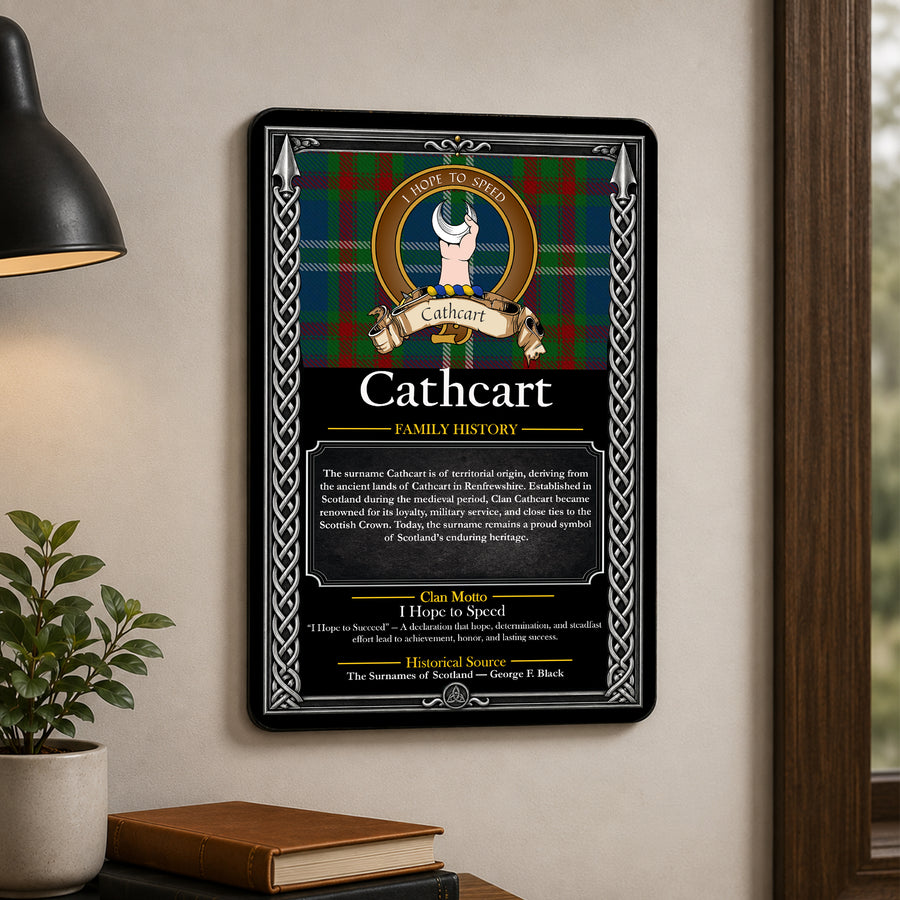 Cathcart Scottish Family History Metal Sign – Brown Crest