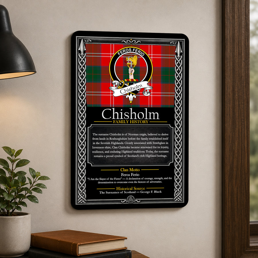 Chisholm Scottish Family History Metal Sign