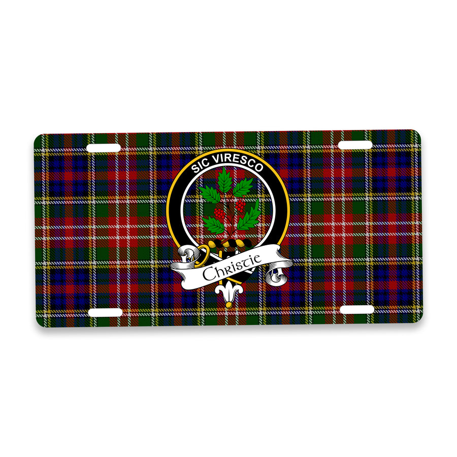 Christie Scottish Clan Crest Auto License Plate – Black Crest Design
