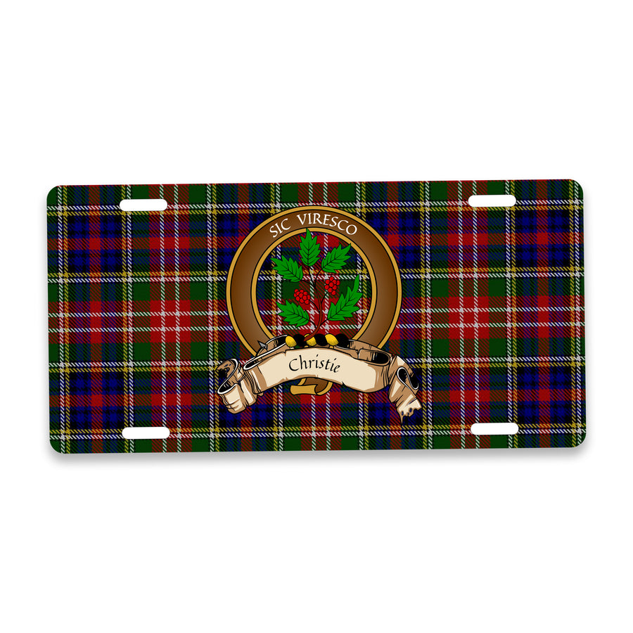 Christie Scottish Clan Crest Auto License Plate – Brown Crest Design