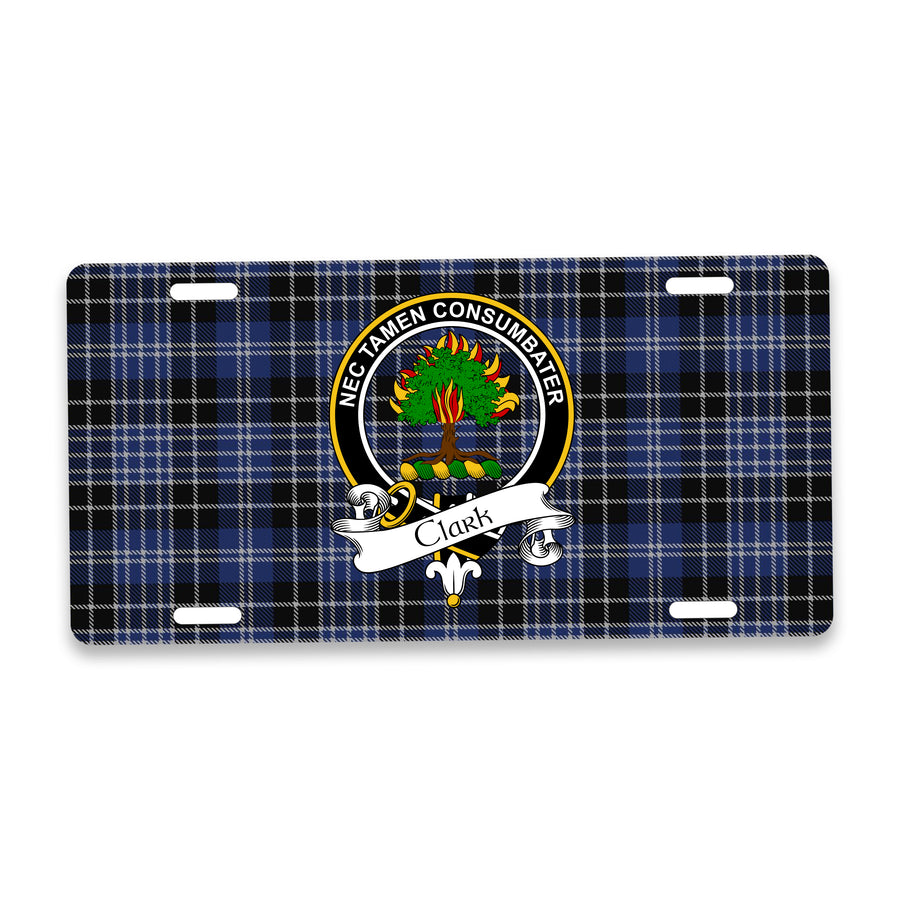 Clark Scottish Clan Crest Auto License Plate – Black Crest Design