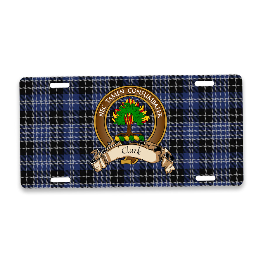 Clark Scottish Clan Crest Auto License Plate – Brown Crest Design
