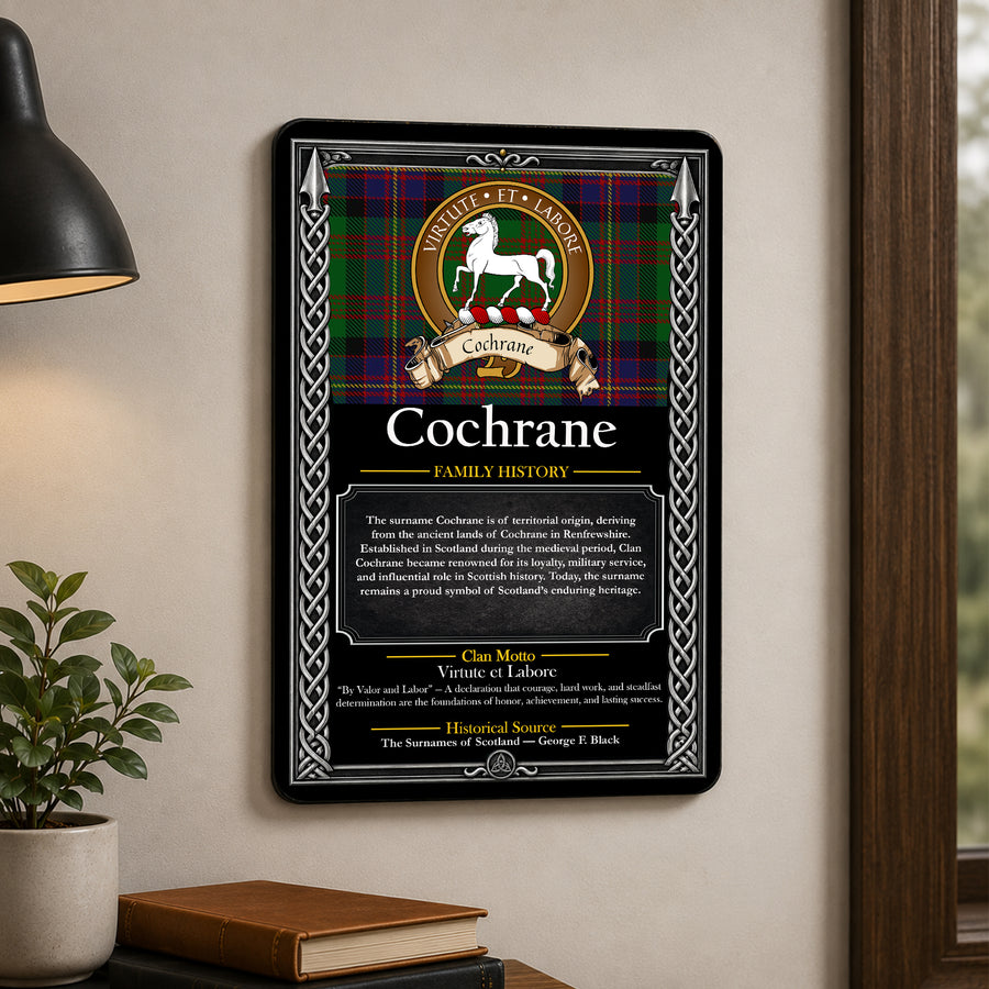 Cochrane Scottish Family History Metal Sign – Brown Crest