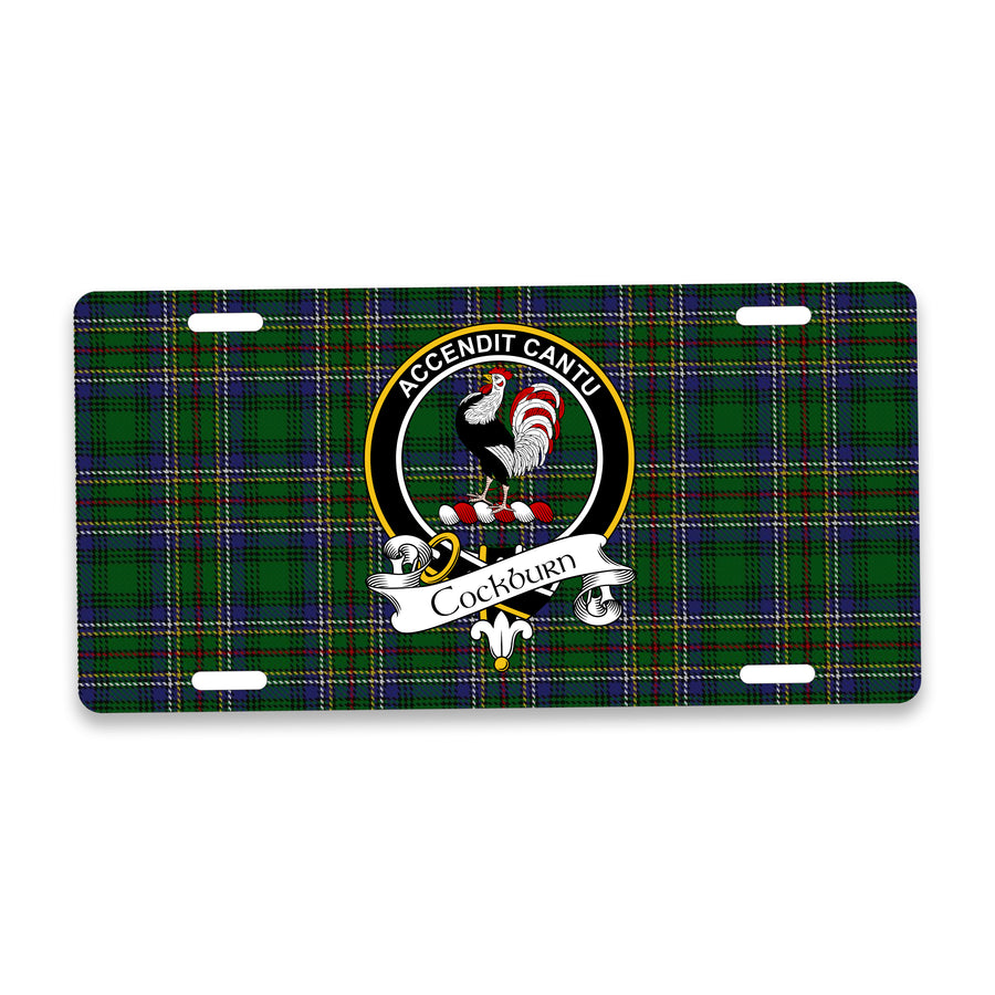Cockburn Scottish Clan Crest Auto License Plate – Black Crest Design
