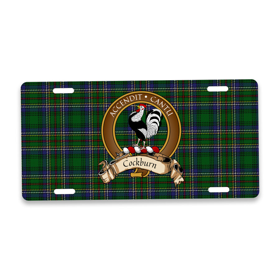 Cockburn Scottish Clan Crest Auto License Plate – Brown Crest Design