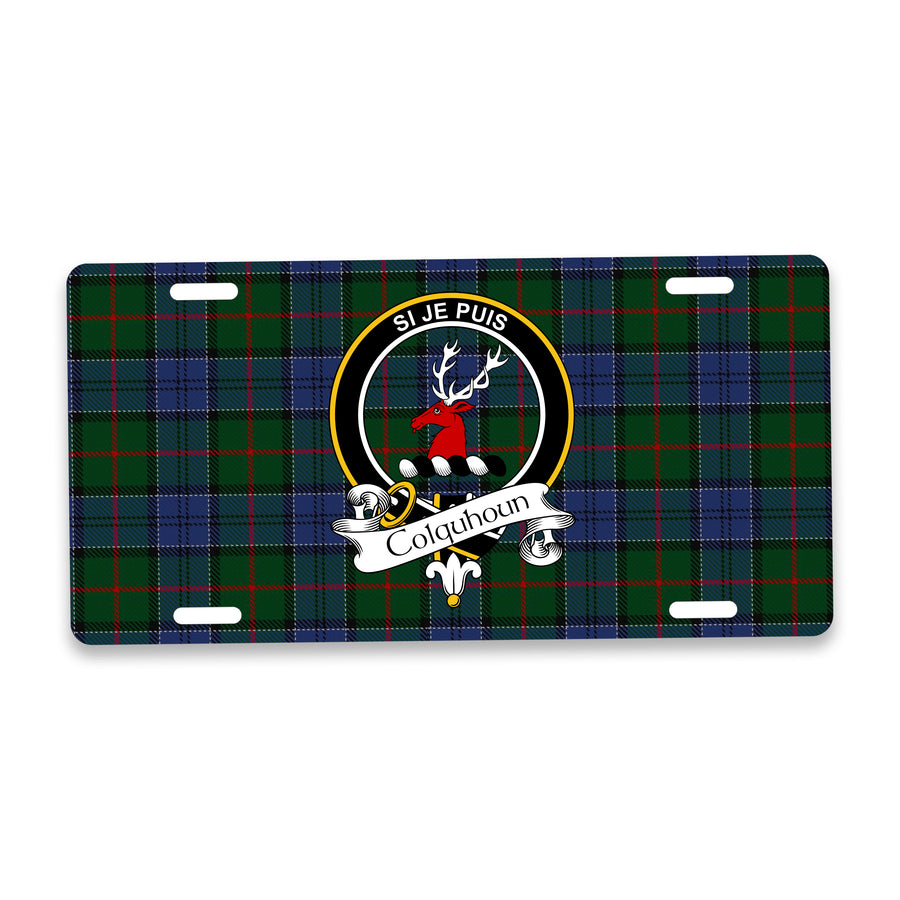 Colquhoun Scottish Clan Crest Auto License Plate – Black Crest Design
