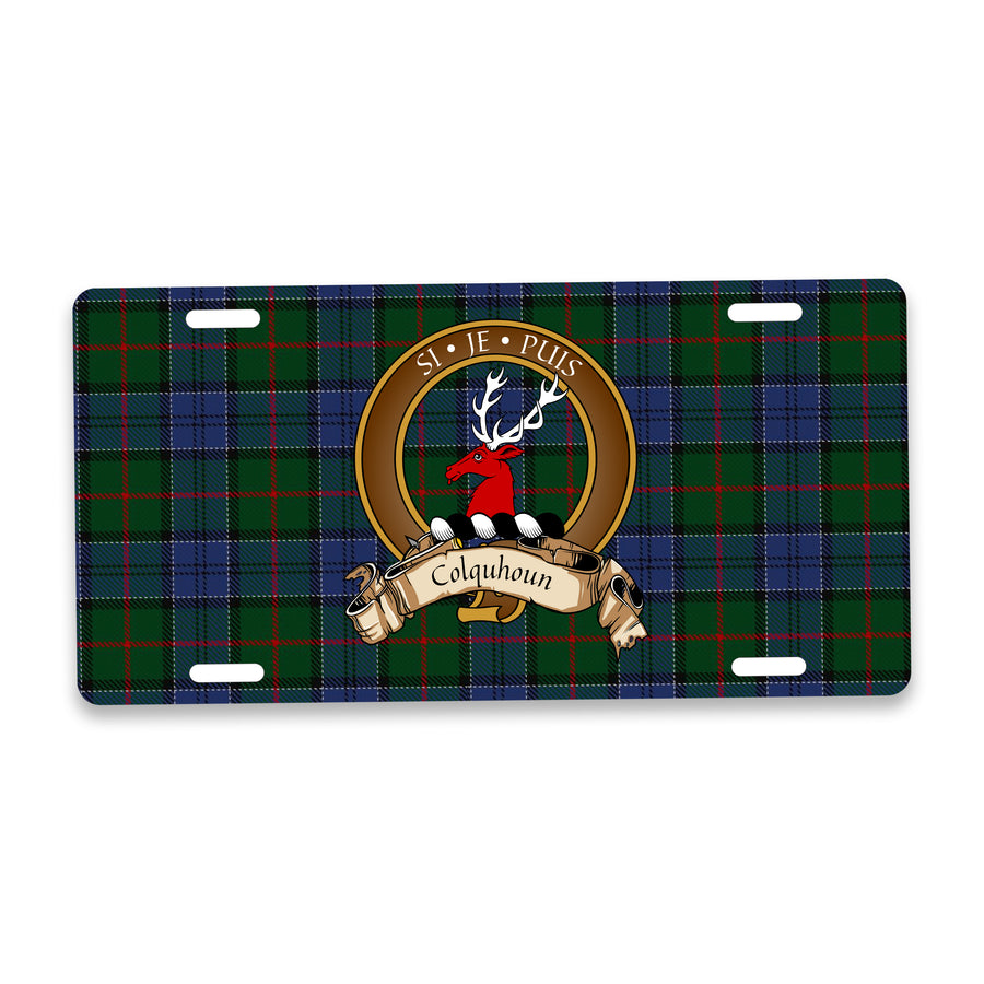 Colquhoun Scottish Clan Crest Auto License Plate – Brown Crest Design