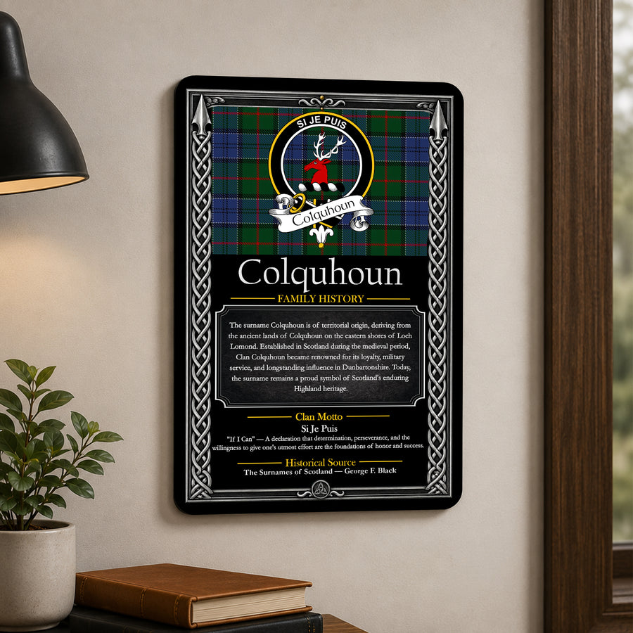 Colquhoun Scottish Family History Metal Sign