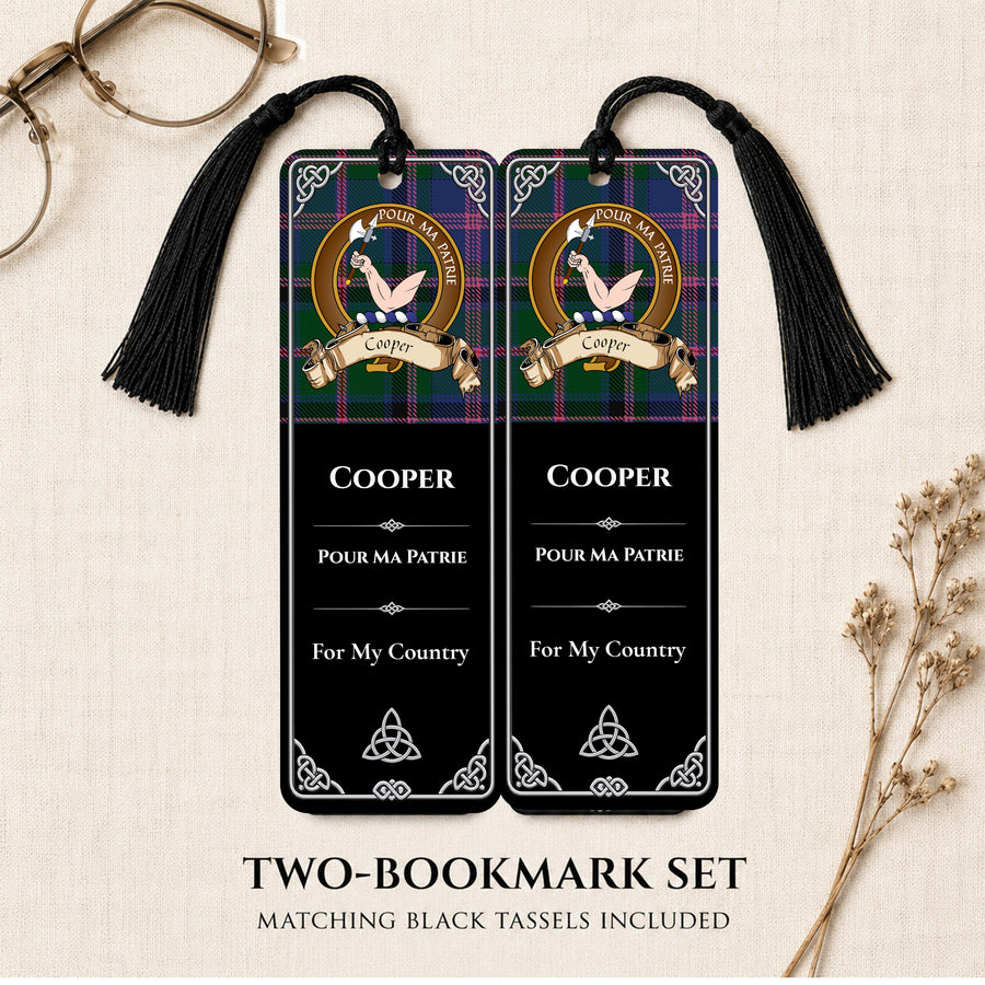 Cooper Scottish Clan Crest Metal Bookmarks - Brown Set of 2