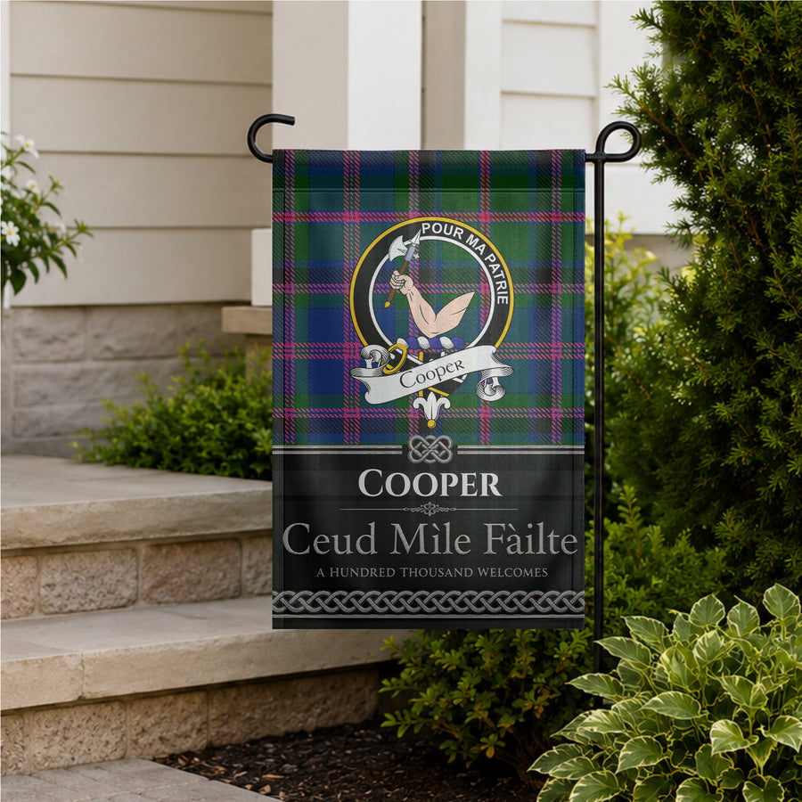 Cooper Scottish Clan Crest Garden Flag - Black Design