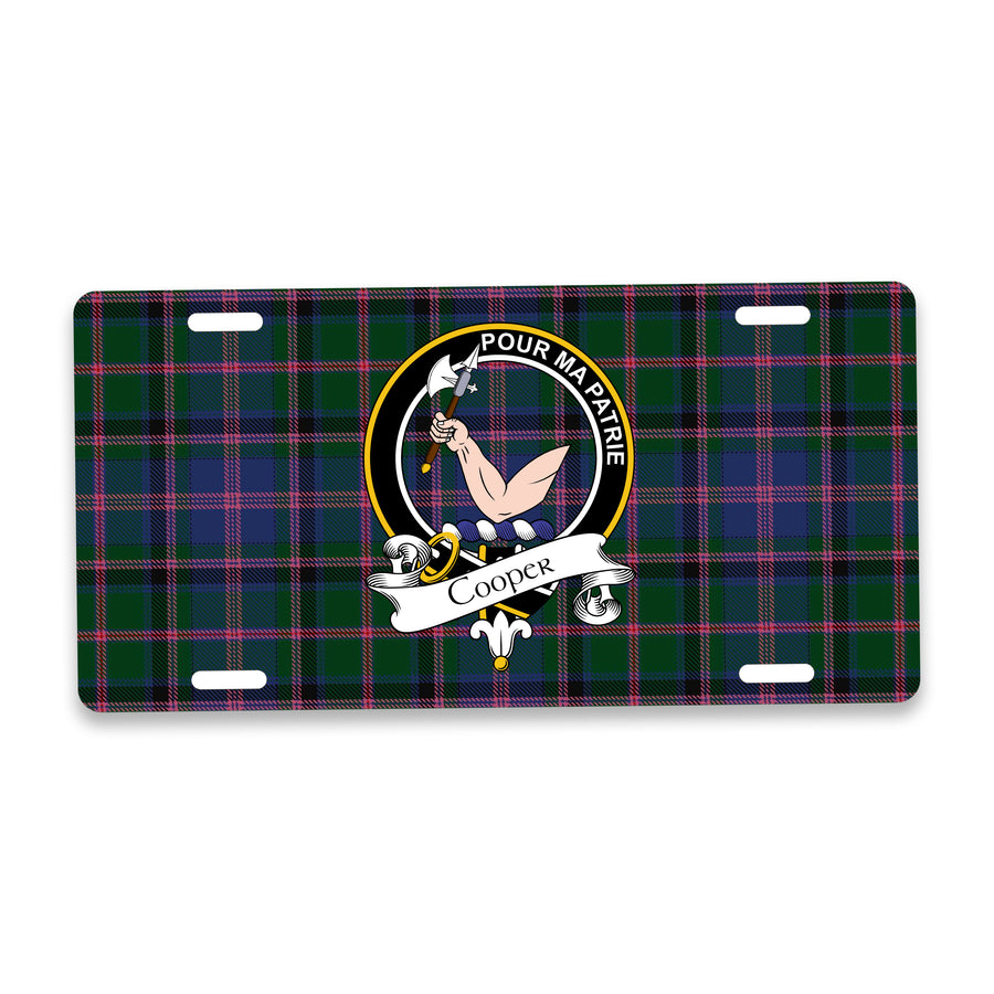 Cooper Scottish Clan Crest Auto License Plate – Black Crest Design