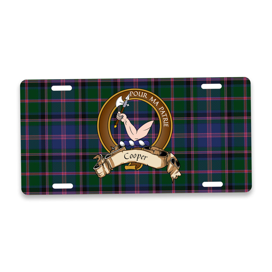 Cooper Scottish Clan Crest Auto License Plate – Brown Crest Design