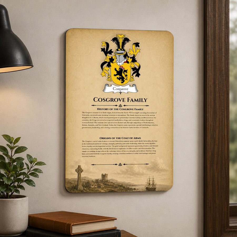 Cosgrove Irish Family History Metal Sign