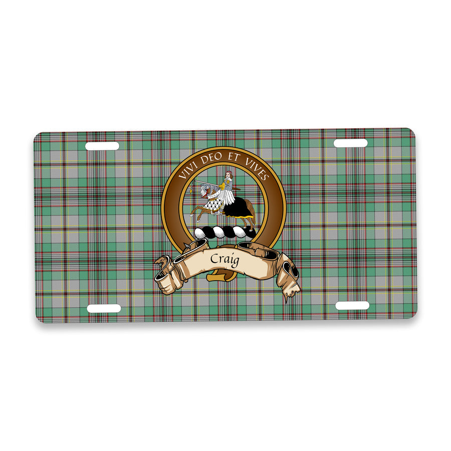 Craig Scottish Clan Crest Auto License Plate – Brown Crest Design