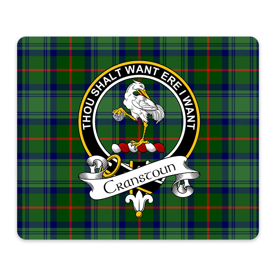 Cranstoun Scottish Clan Crest Mouse Pad – Black Crest Design