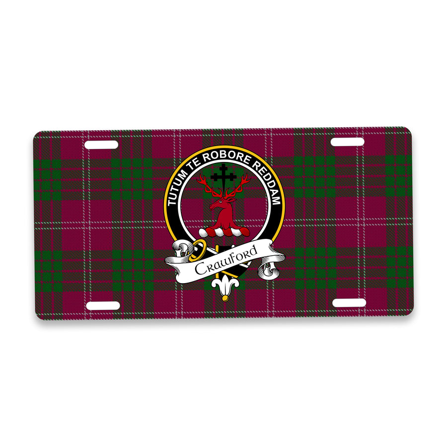 Crawford Scottish Clan Crest Auto License Plate – Black Crest Design