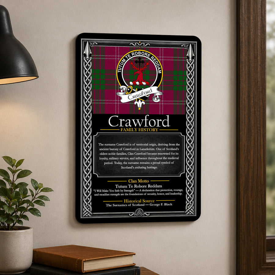 Crawford Scottish Family History Metal Sign