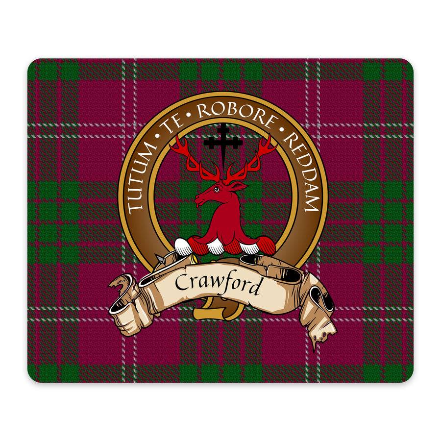 Crawford Scottish Clan Crest Mouse Pad – Brown Crest Design
