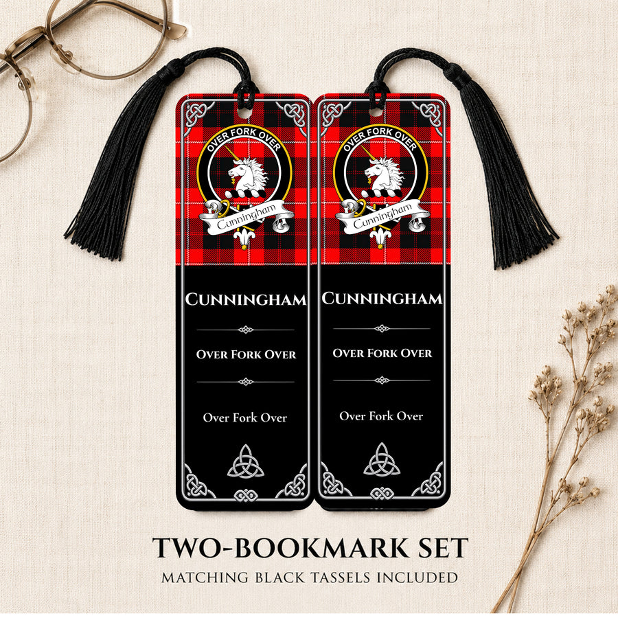 Cunningham Scottish Clan Crest Metal Bookmarks – Black Set of 2