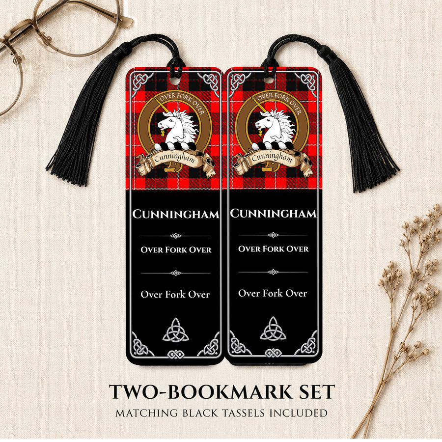 Cunningham Scottish Clan Crest Metal Bookmarks - Brown Set of 2