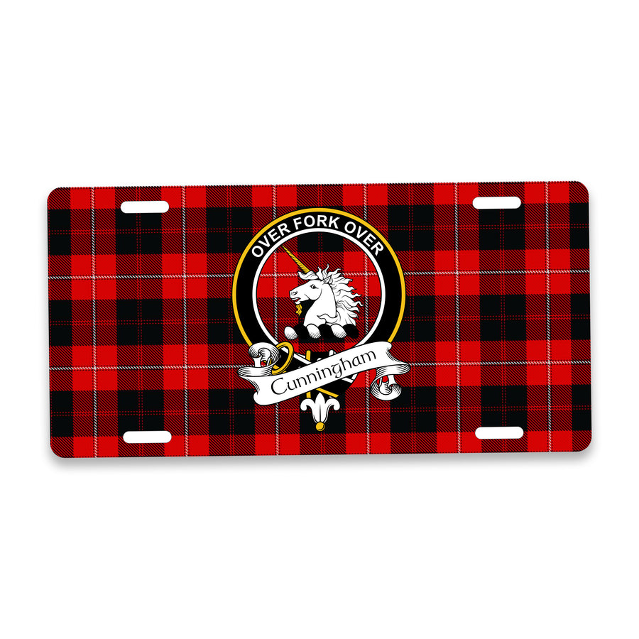 Cunningham Scottish Clan Crest Auto License Plate – Black Crest Design