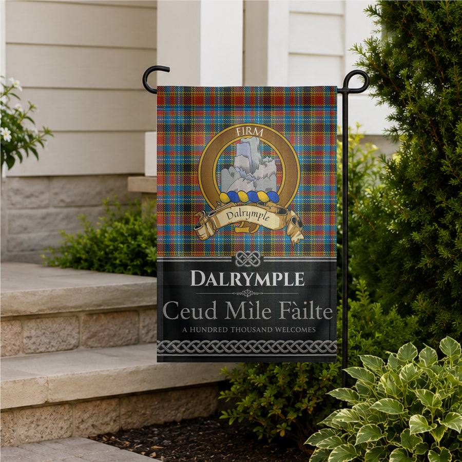Dalrymple Scottish Clan Crest Garden Flag - Brown Design