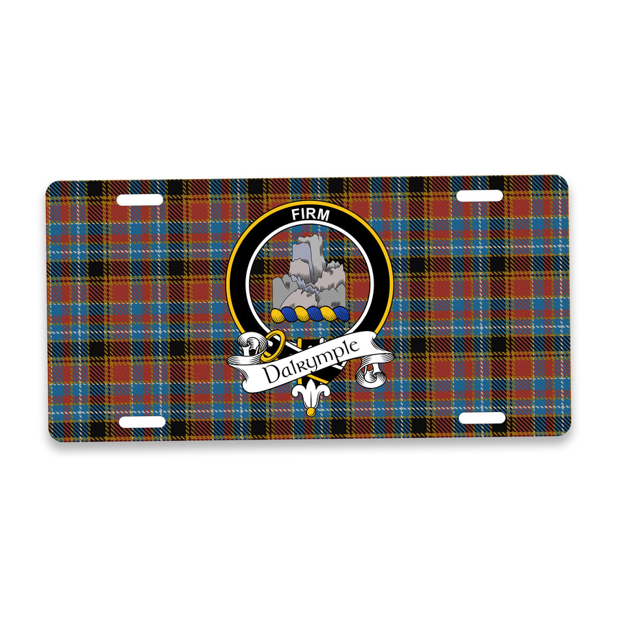 Dalrymple Scottish Clan Crest Auto License Plate – Black Crest Design