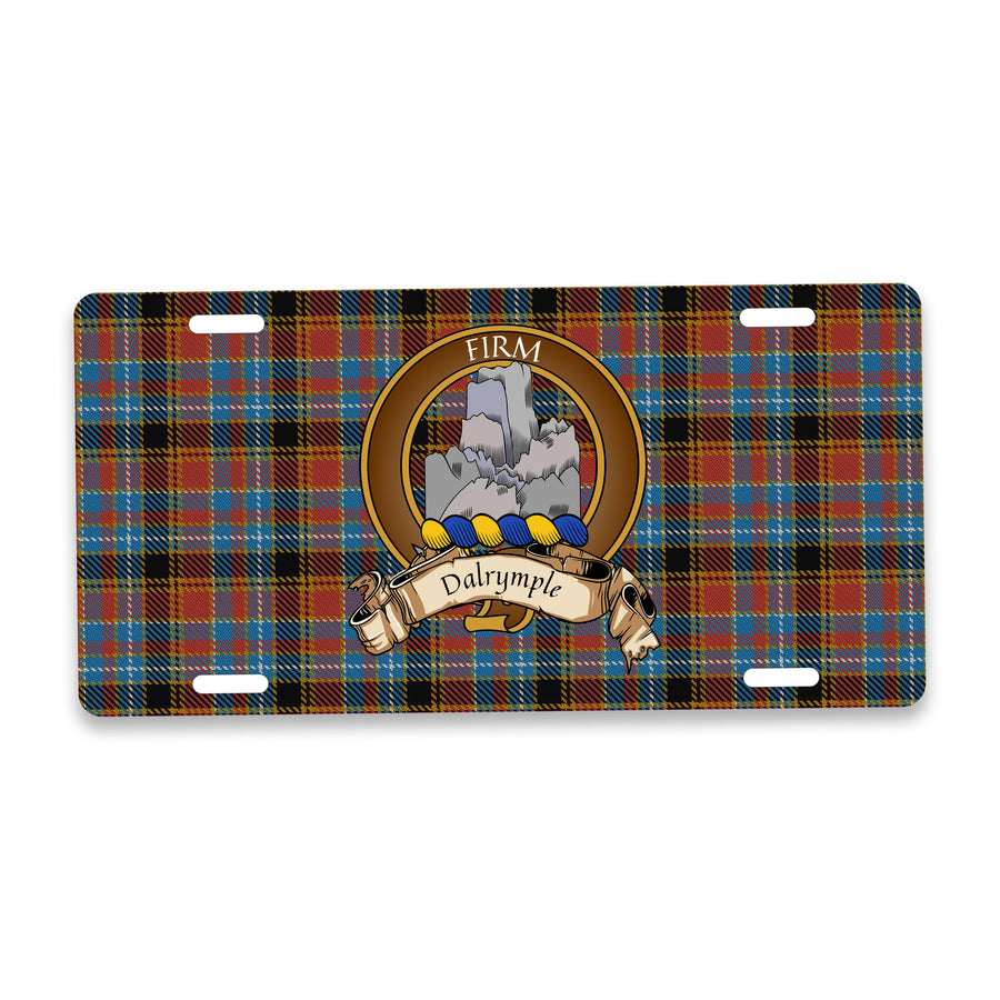 Dalrymple Scottish Clan Crest Auto License Plate – Brown Crest Design