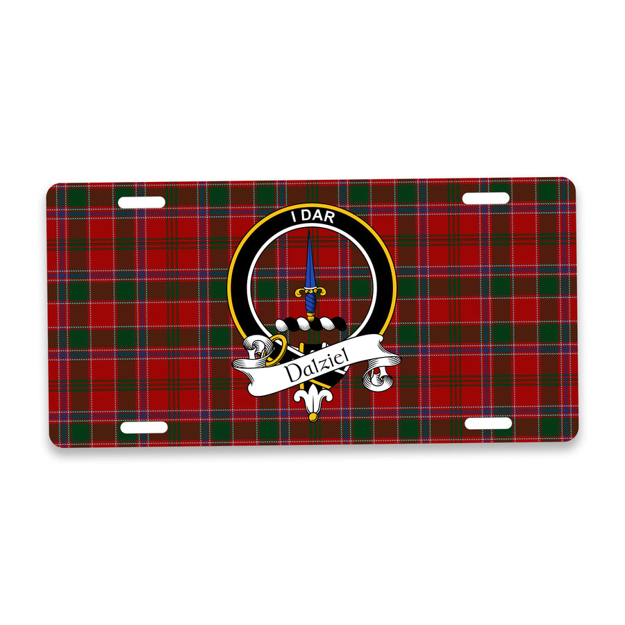 Dalziel Scottish Clan Crest Auto License Plate – Black Crest Design