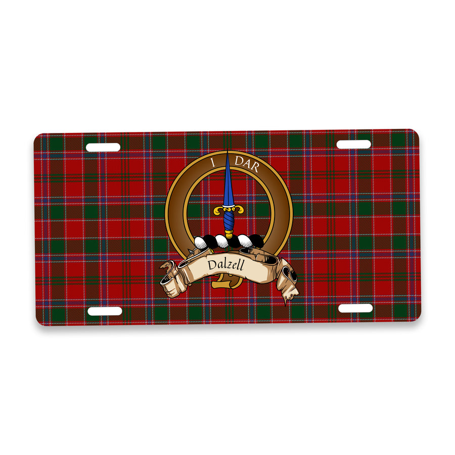 Dalziel Scottish Clan Crest Auto License Plate – Brown Crest Design