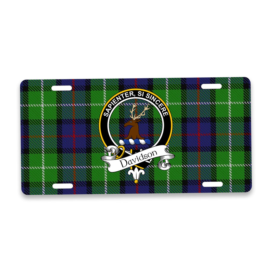 Davidson Scottish Clan Crest Auto License Plate – Black Crest Design