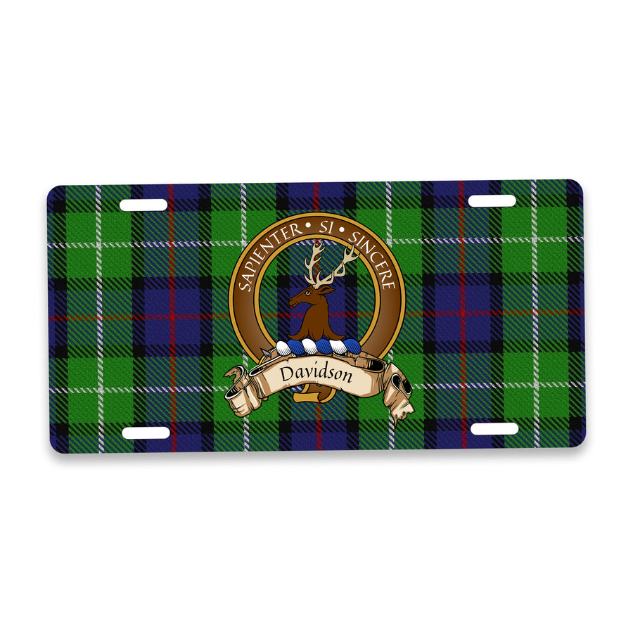 Davidson Scottish Clan Crest Auto License Plate – Brown Crest Design