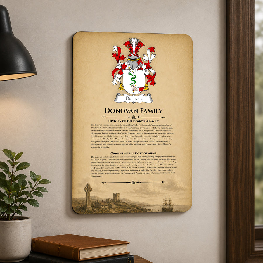 Donovan Irish Family History Metal Sign