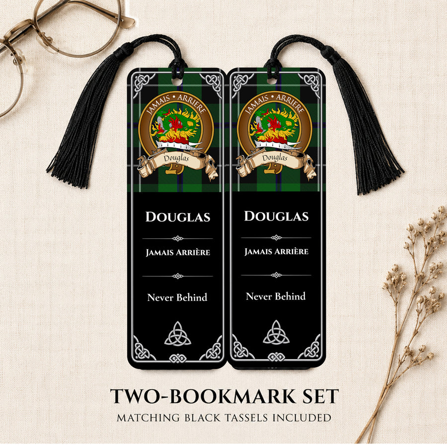 Douglas Scottish Clan Crest Metal Bookmarks - Brown Set of 2