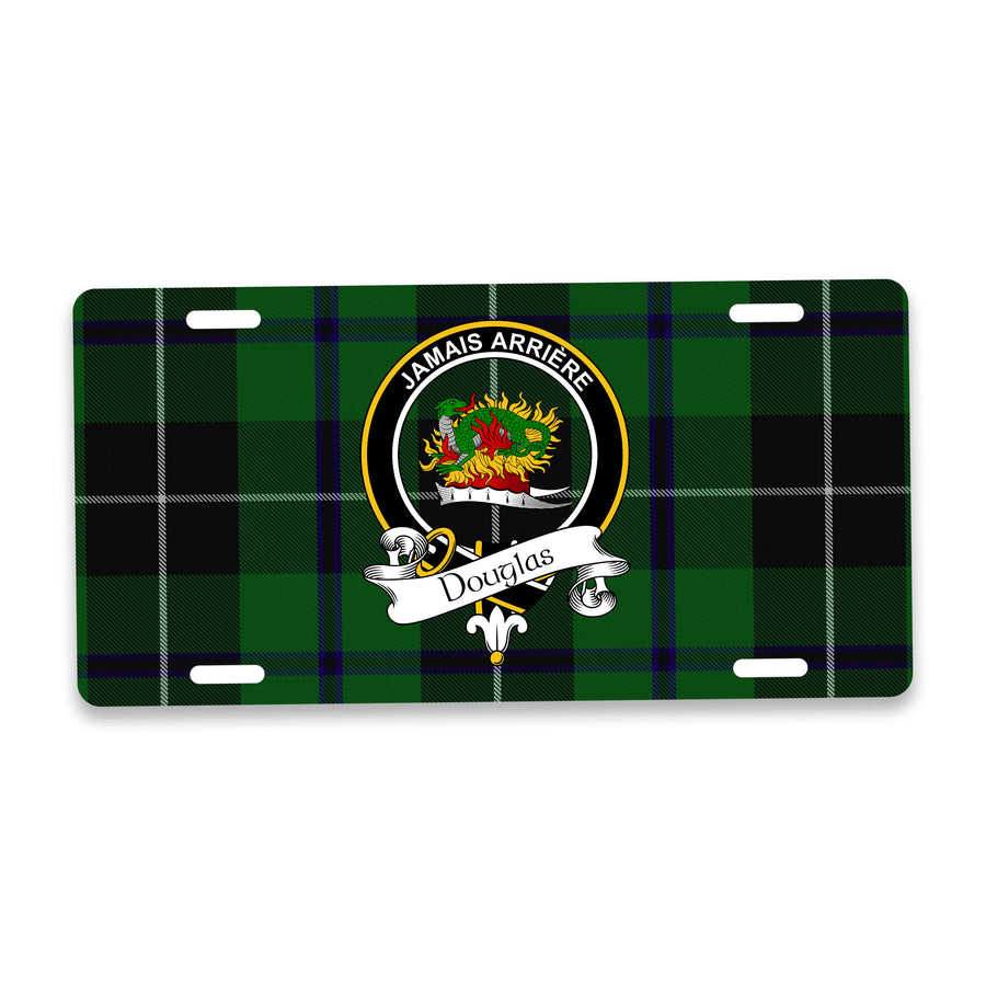 Douglas Scottish Clan Crest Auto License Plate – Black Crest Design