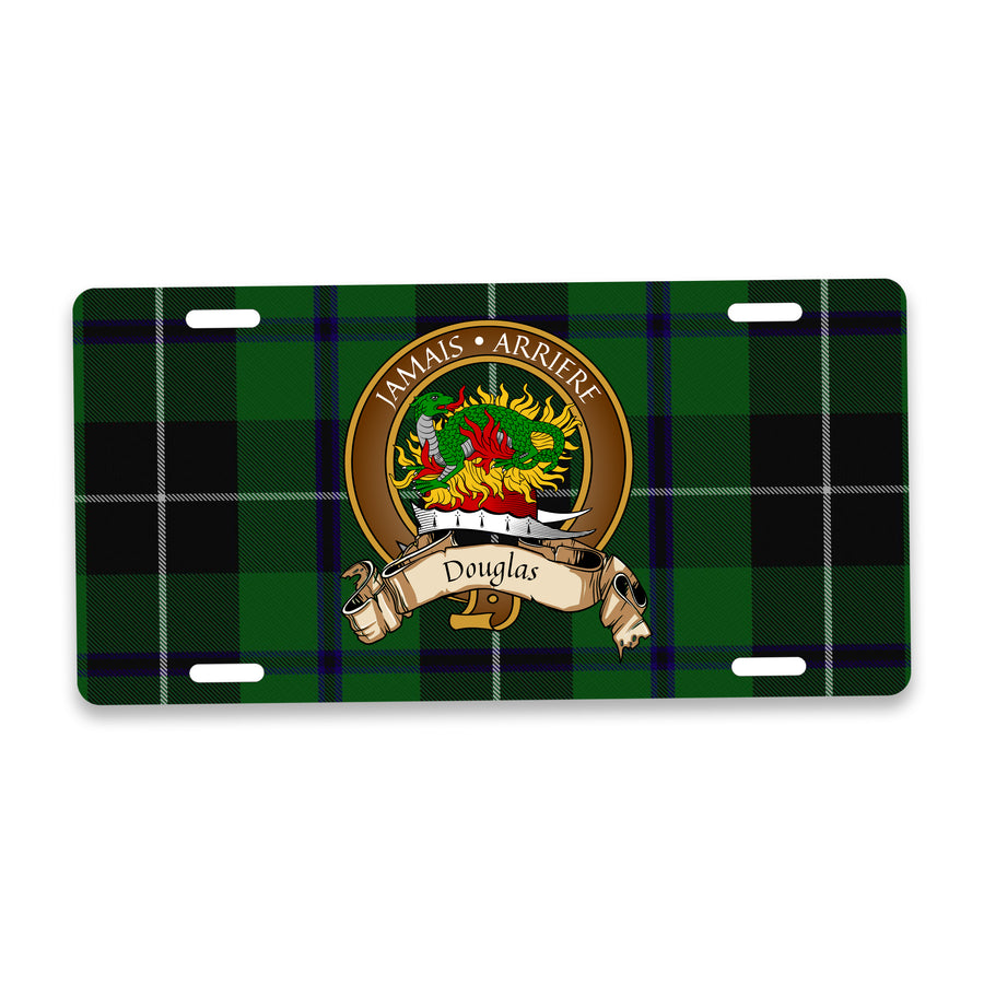 Douglas Scottish Clan Crest Auto License Plate – Brown Crest Design