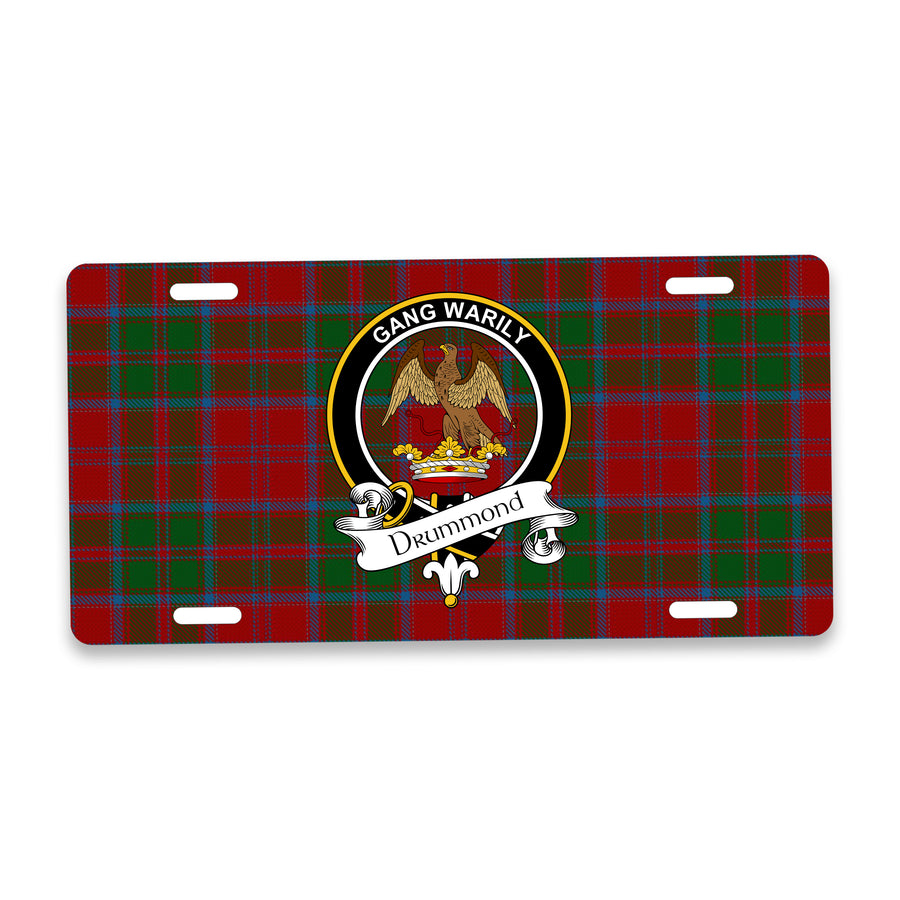 Drummond Scottish Clan Crest Auto License Plate – Black Crest Design