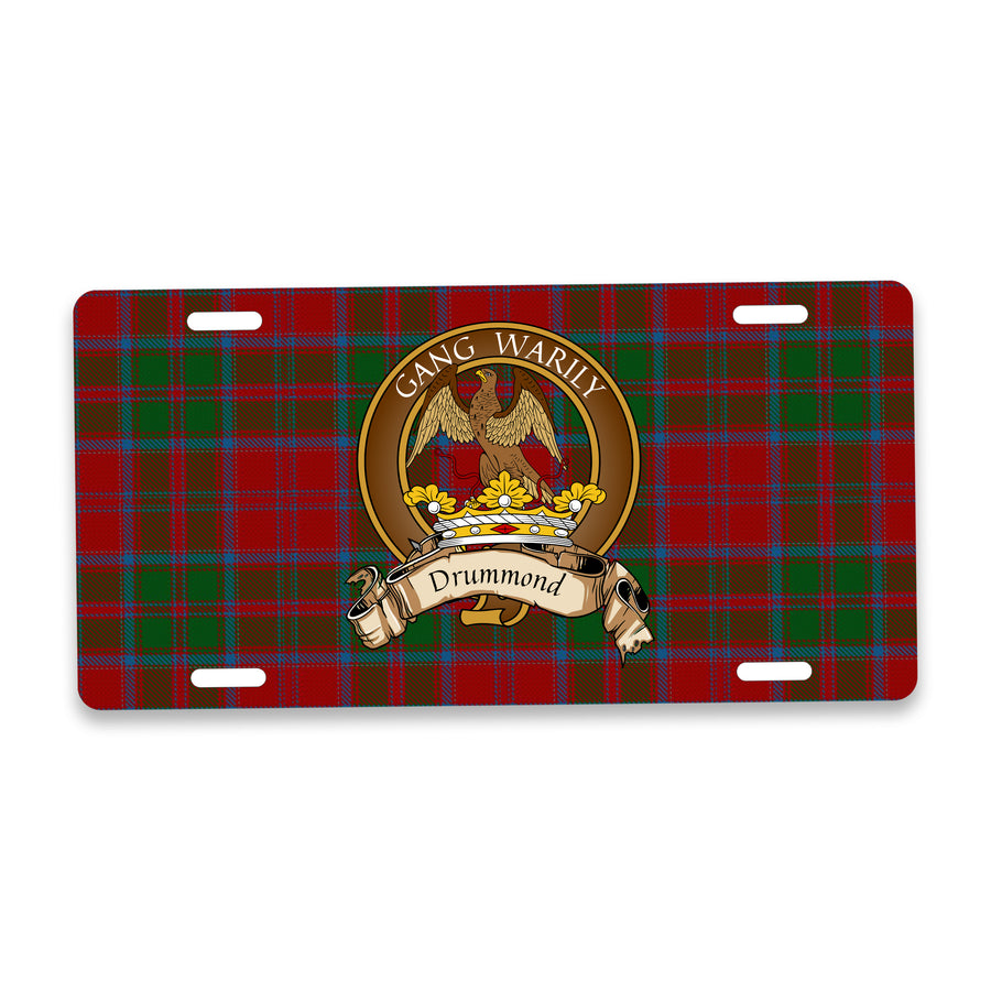 Drummond Scottish Clan Crest Auto License Plate – Brown Crest Design