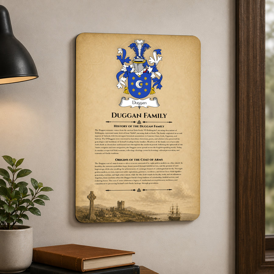 Duggan Irish Family History Metal Sign