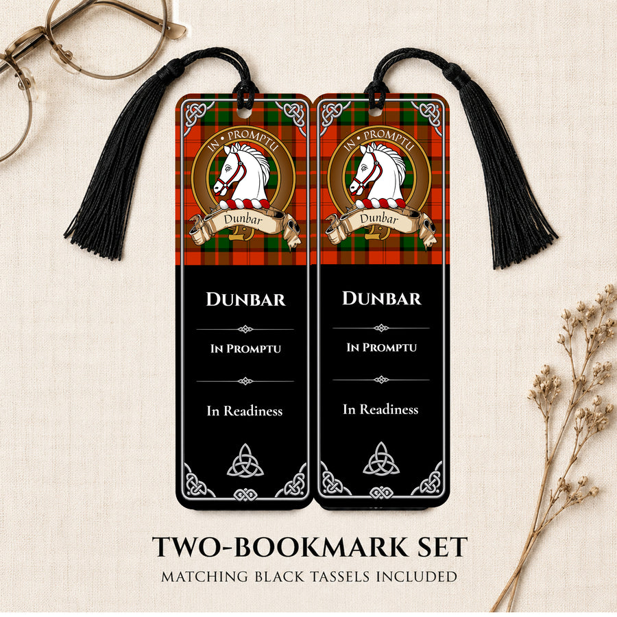 Dunbar Scottish Clan Crest Metal Bookmarks - Brown Set of 2
