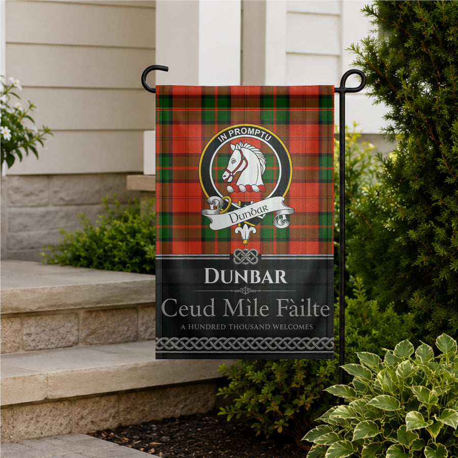 Dunbar Scottish Clan Crest Garden Flag - Black Design