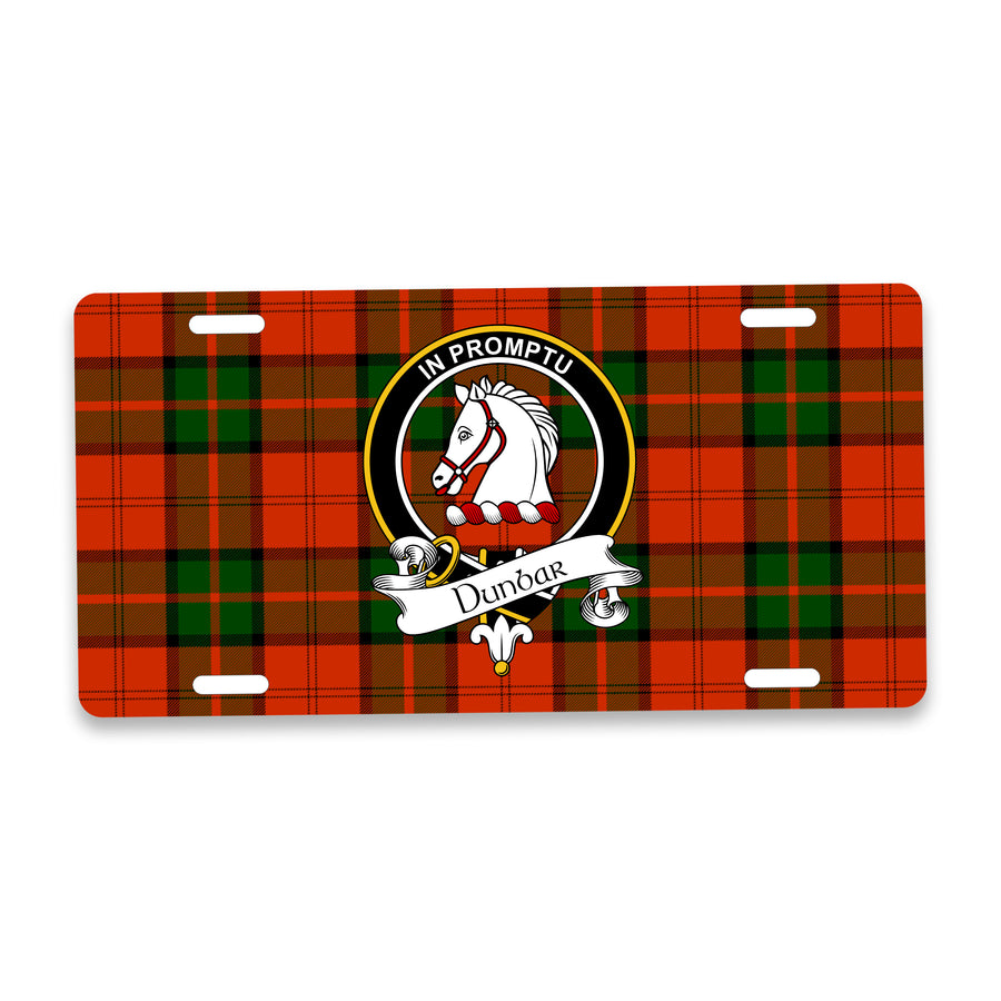 Dunbar Scottish Clan Crest Auto License Plate – Black Crest Design