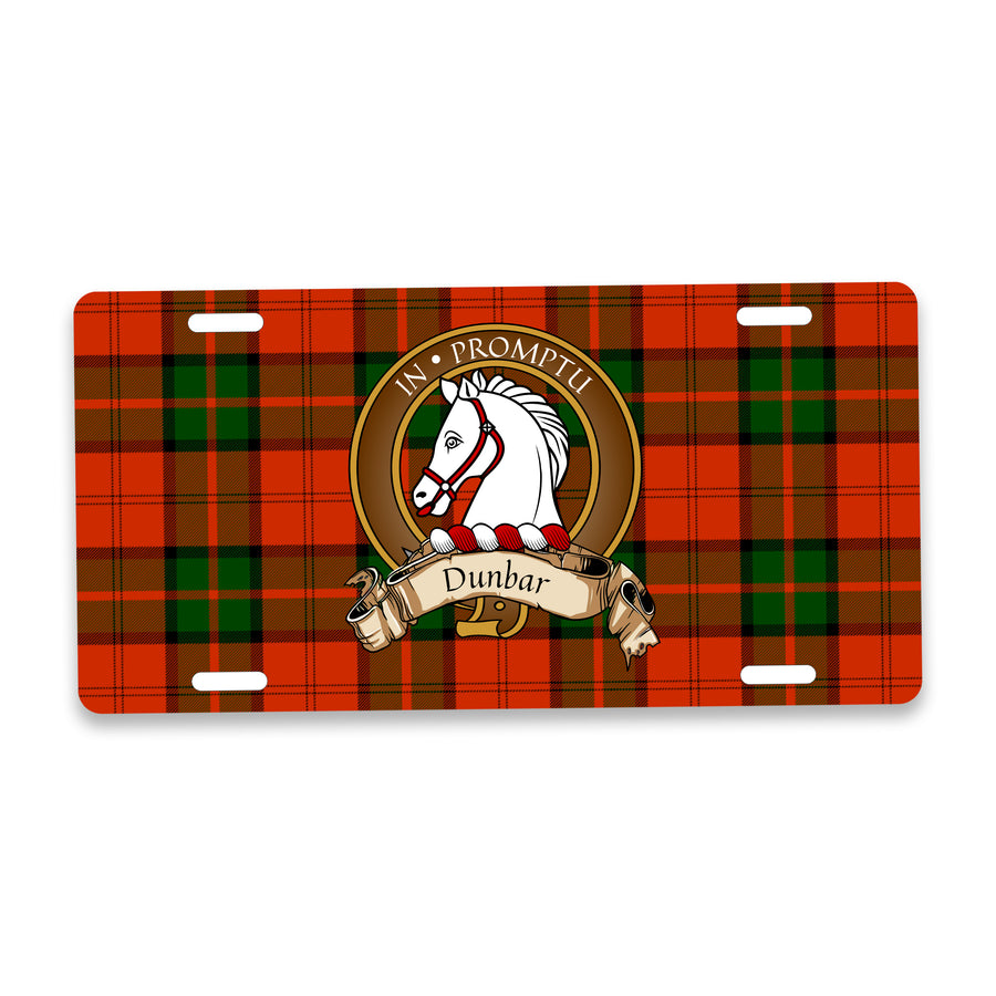 Dunbar Scottish Clan Crest Auto License Plate – Brown Crest Design