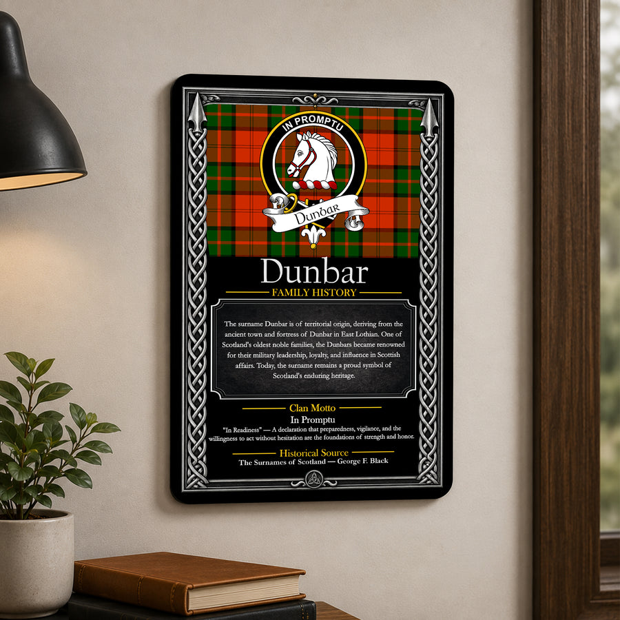Dunbar Scottish Family History Metal Sign