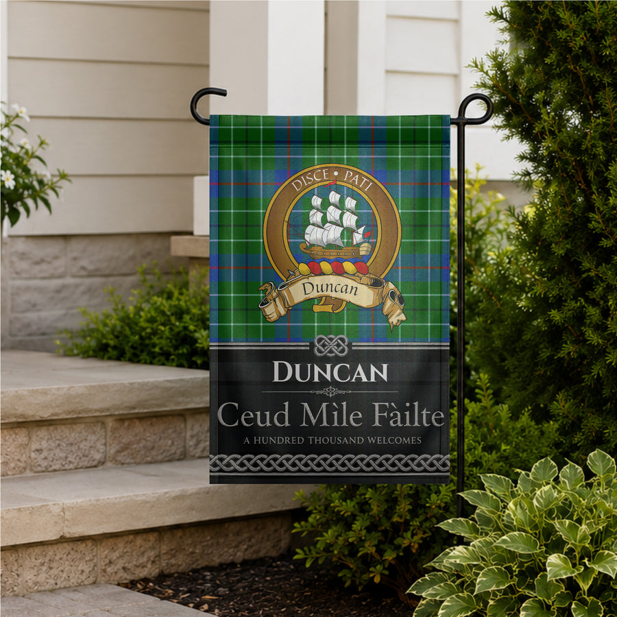 Duncan Scottish Clan Crest Garden Flag - Brown Design