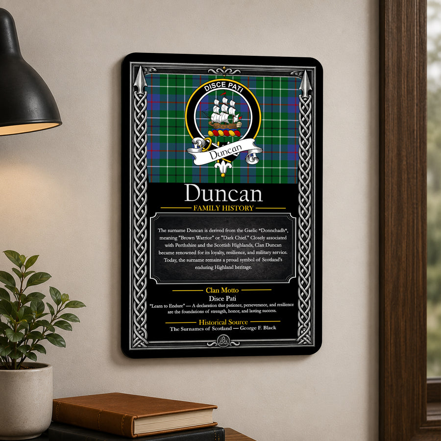 Duncan Scottish Family History Metal Sign