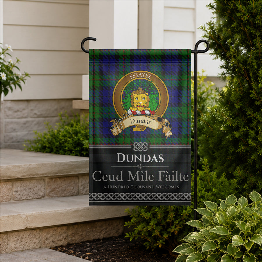 Dundas Scottish Clan Crest Garden Flag - Brown Design