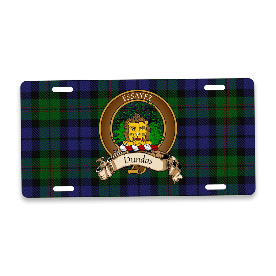 Dundas Scottish Clan Crest Auto License Plate – Brown Crest Design